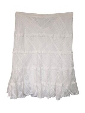 NWT Studio West White Sparkle Tiered Ruffle Flowy‎ Midi Skirt Women's Size L